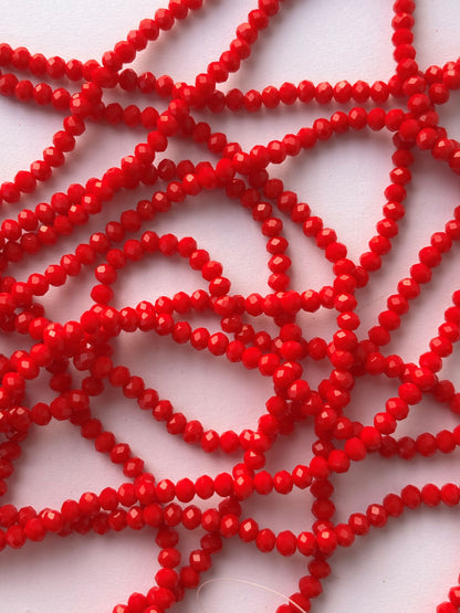 Red Faceted Rondelle Glass Beads for Jewelry Making