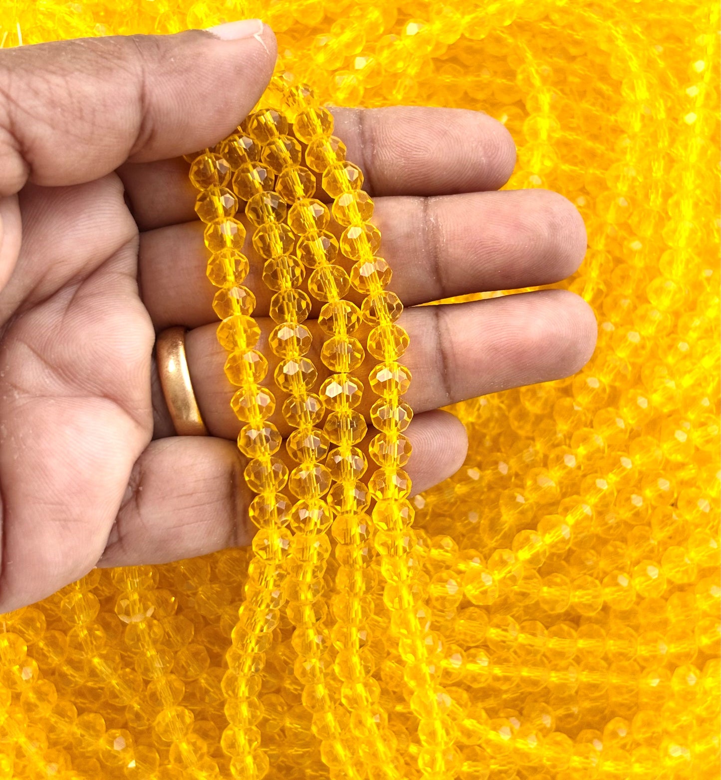 Yellow Faceted Rondelle Glass Beads for Jewelry Making