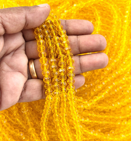 Yellow Faceted Rondelle Glass Beads for Jewelry Making