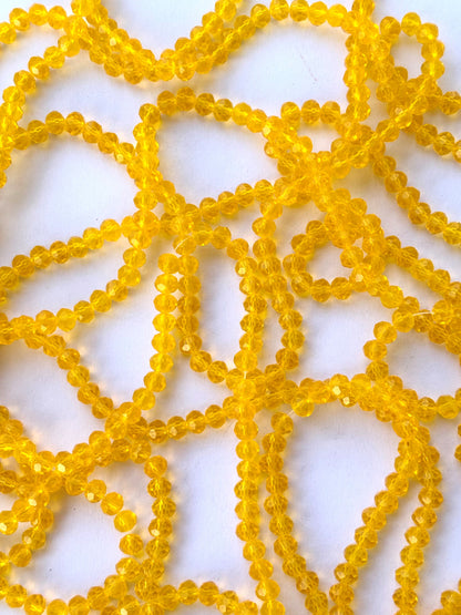 Yellow Faceted Rondelle Glass Beads for Jewelry Making