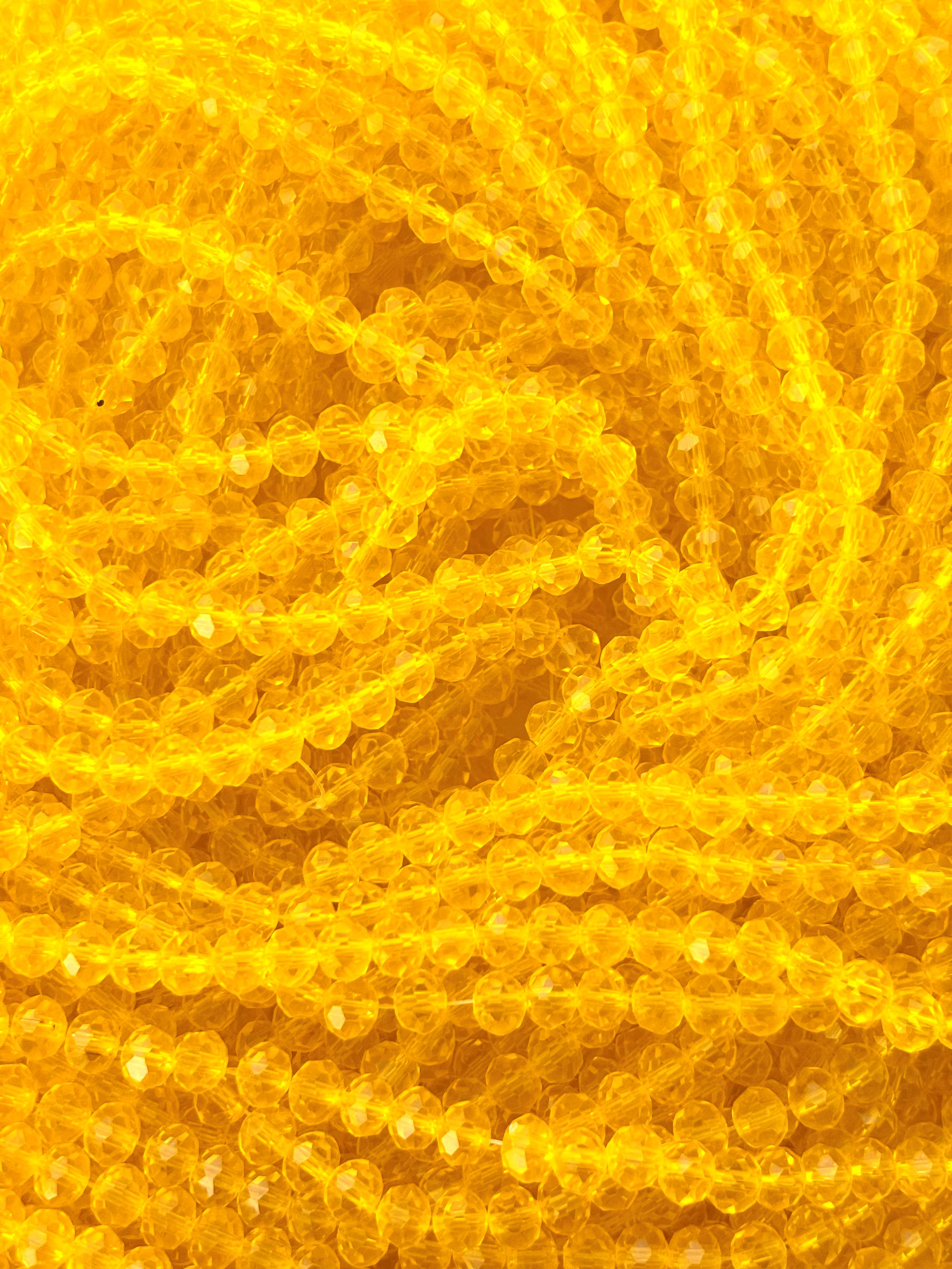 Yellow Faceted Rondelle Glass Beads for Jewelry Making