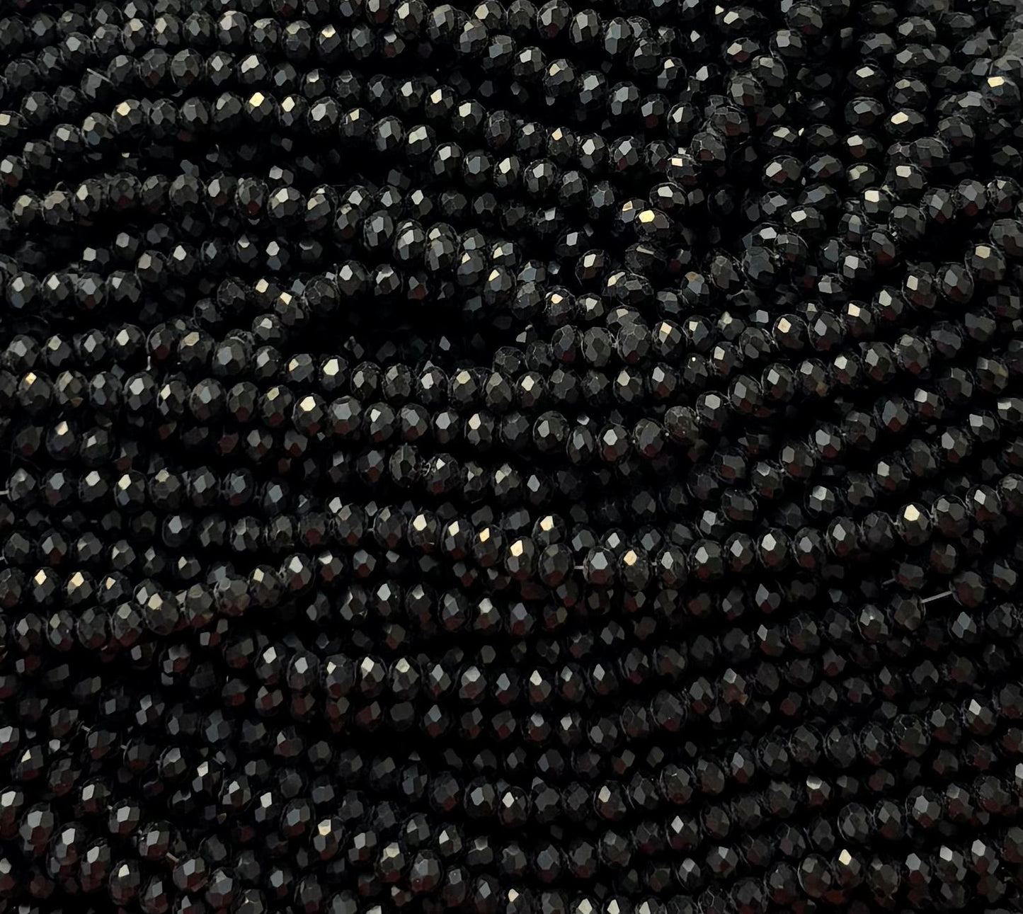 Black Faceted Rondelle Glass Beads for Jewelry Making
