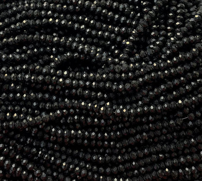 Black Faceted Rondelle Glass Beads for Jewelry Making