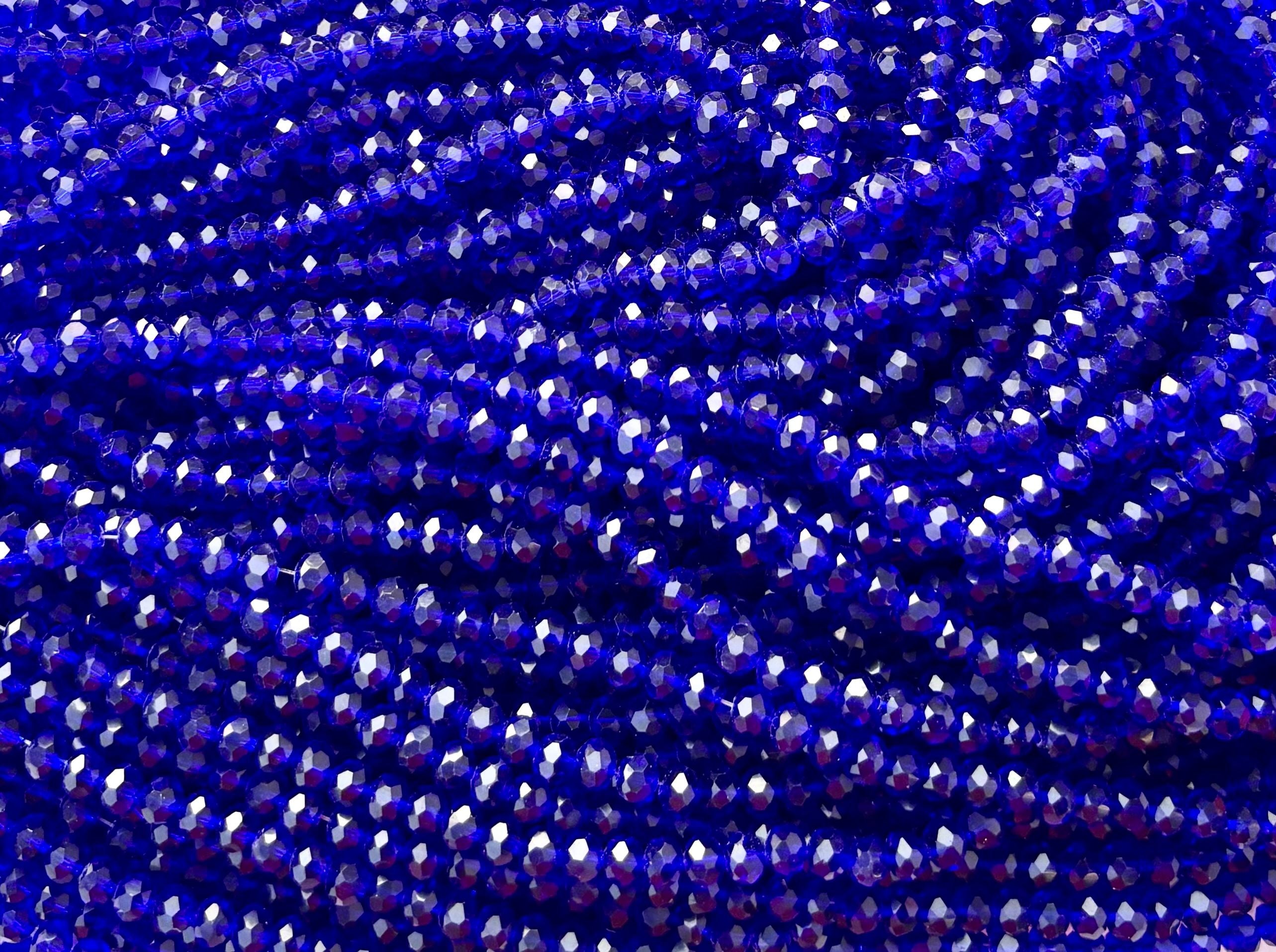 Deep Blue Faceted Rondelle Glass Beads for Jewelry Making