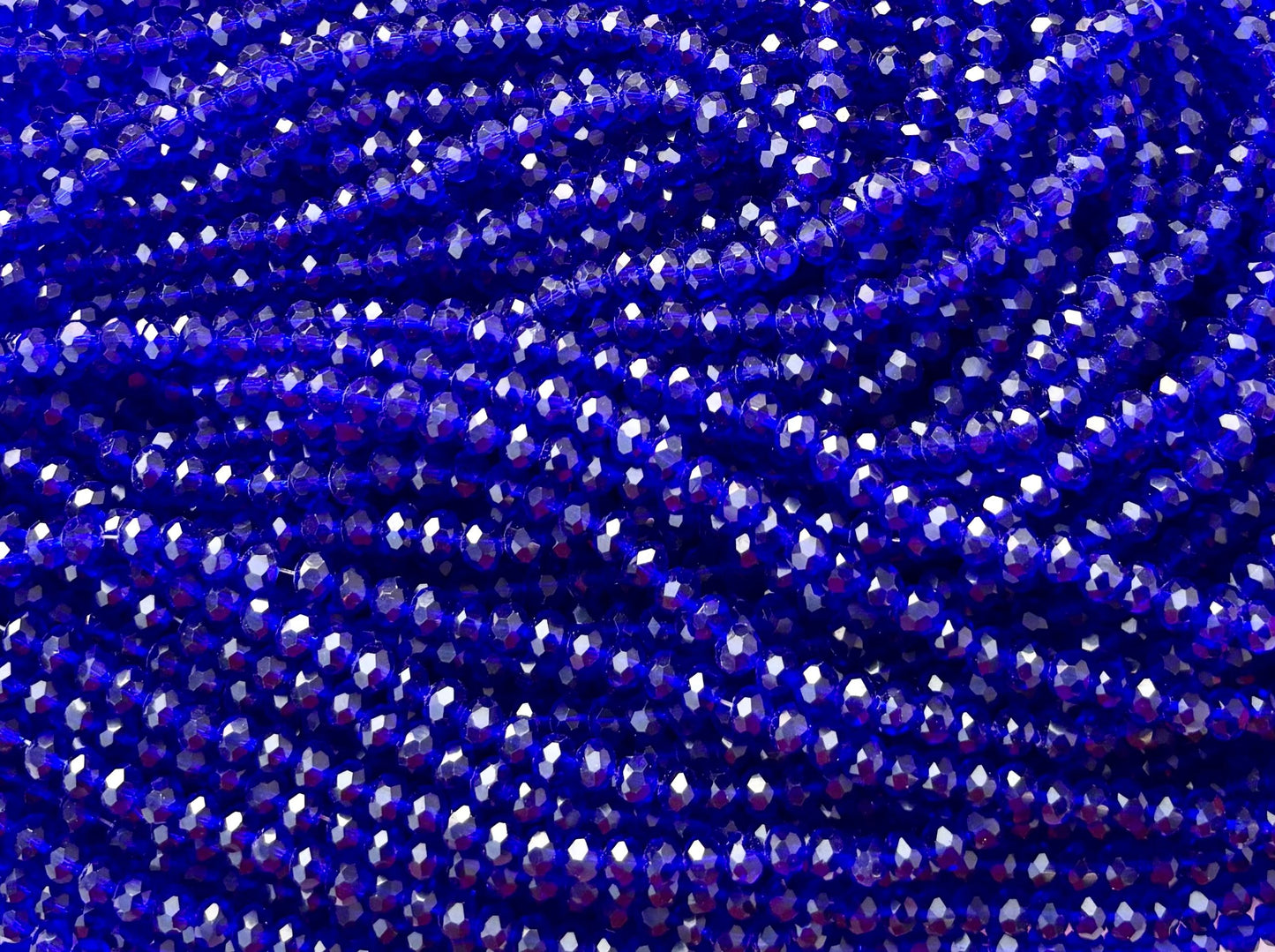 Deep Blue Faceted Rondelle Glass Beads for Jewelry Making