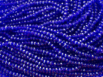Deep Blue Faceted Rondelle Glass Beads for Jewelry Making