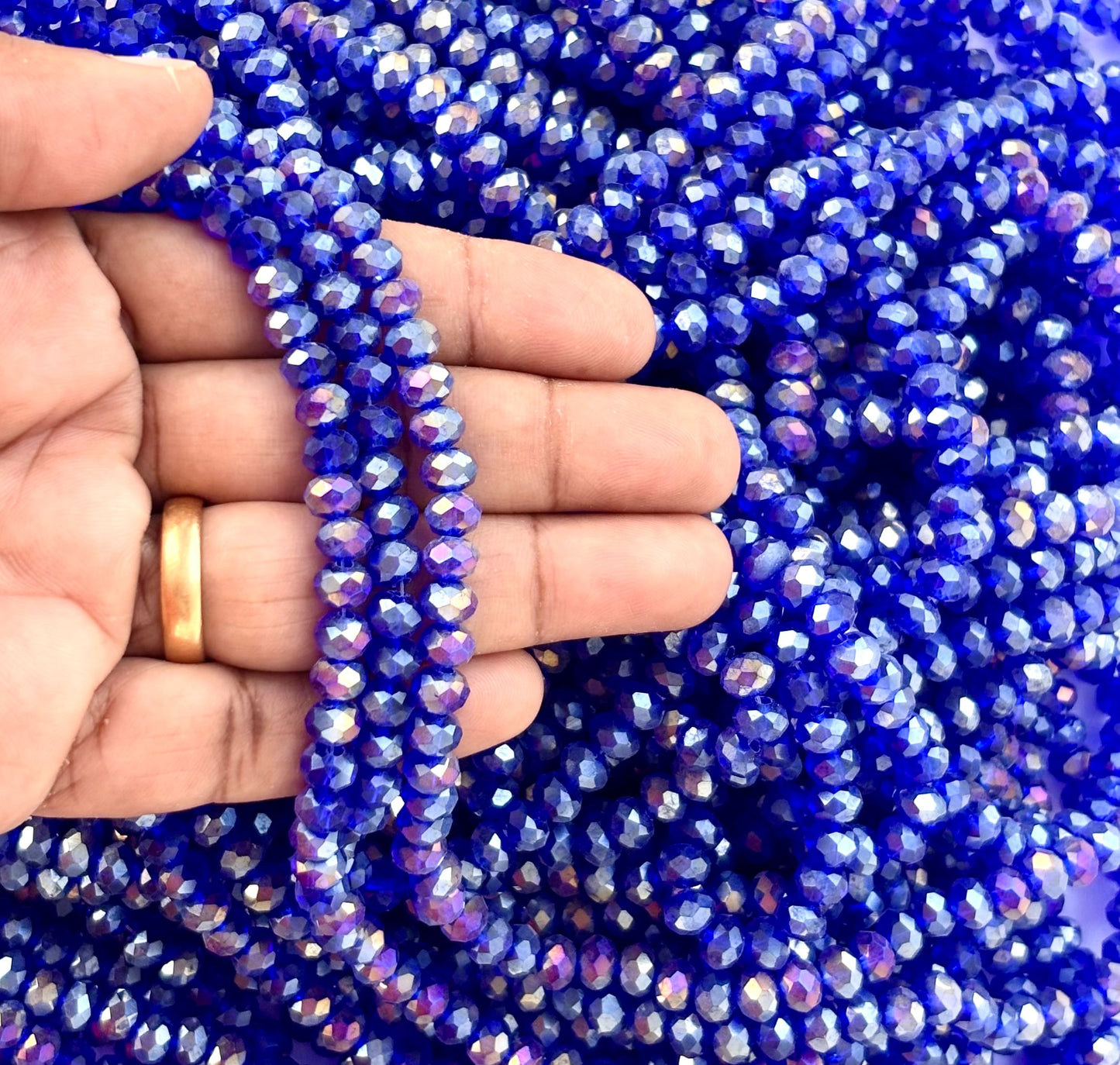 Blue AB Faceted Rondelle Glass Beads for Jewelry Making