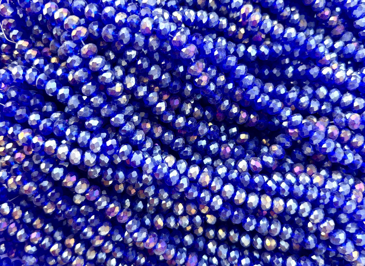 Blue AB Faceted Rondelle Glass Beads for Jewelry Making