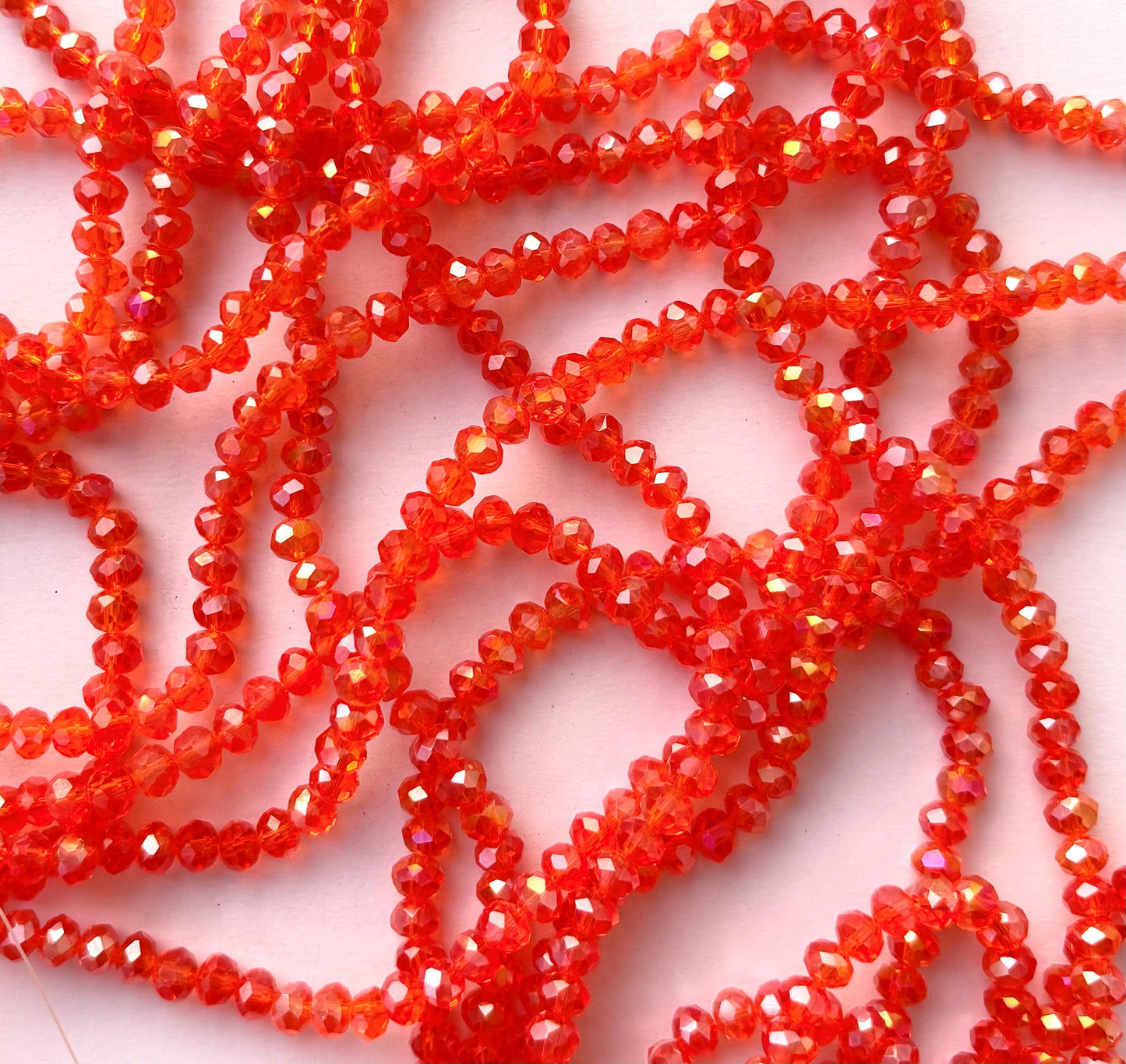 Orange Red AB Faceted Rondelle Glass Beads for Jewelry Making