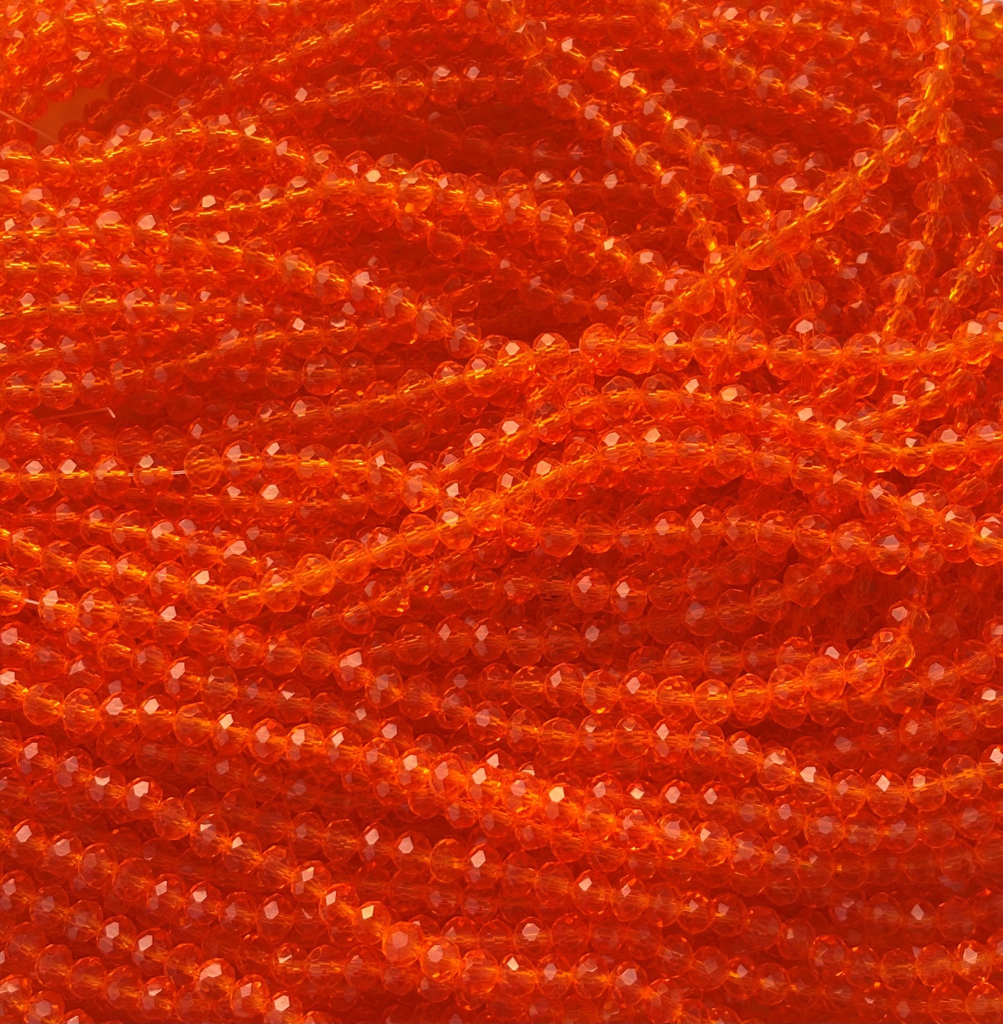 Vibrant Orange Faceted Rondelle Glass Beads for Jewelry Making