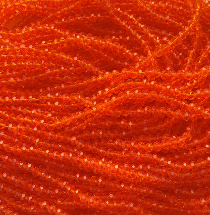 Vibrant Orange Faceted Rondelle Glass Beads for Jewelry Making