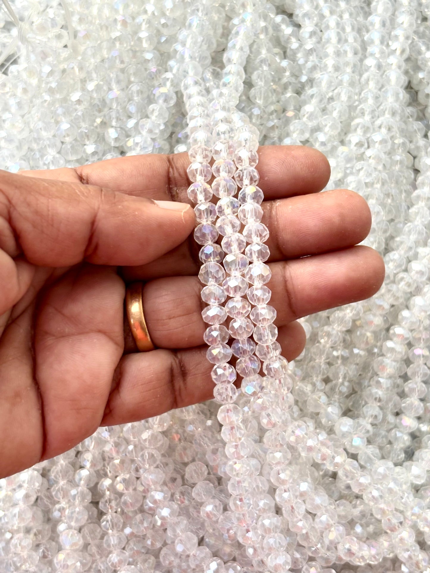 Clear AB Faceted Rondelle Glass Beads for Jewelry Making