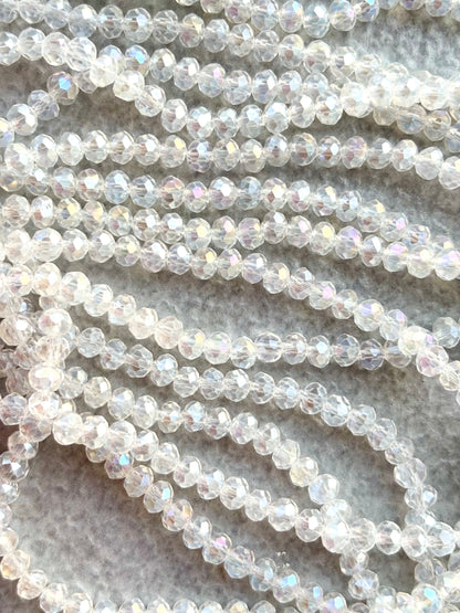 Clear AB Faceted Rondelle Glass Beads for Jewelry Making