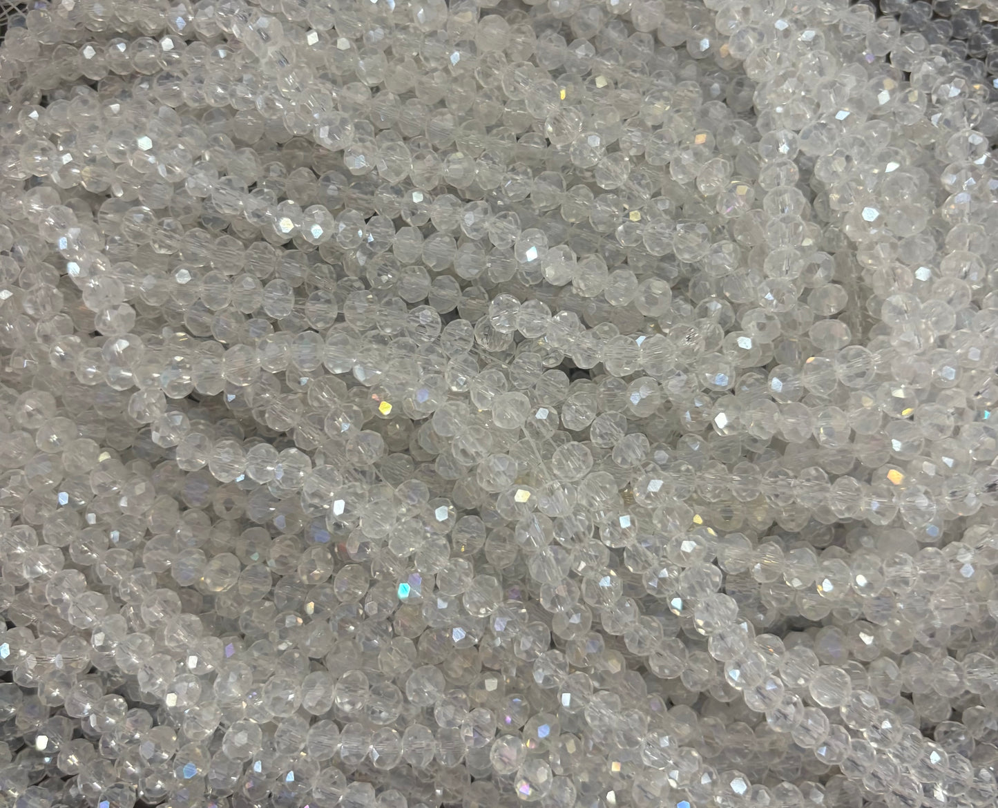 Clear AB Faceted Rondelle Glass Beads for Jewelry Making