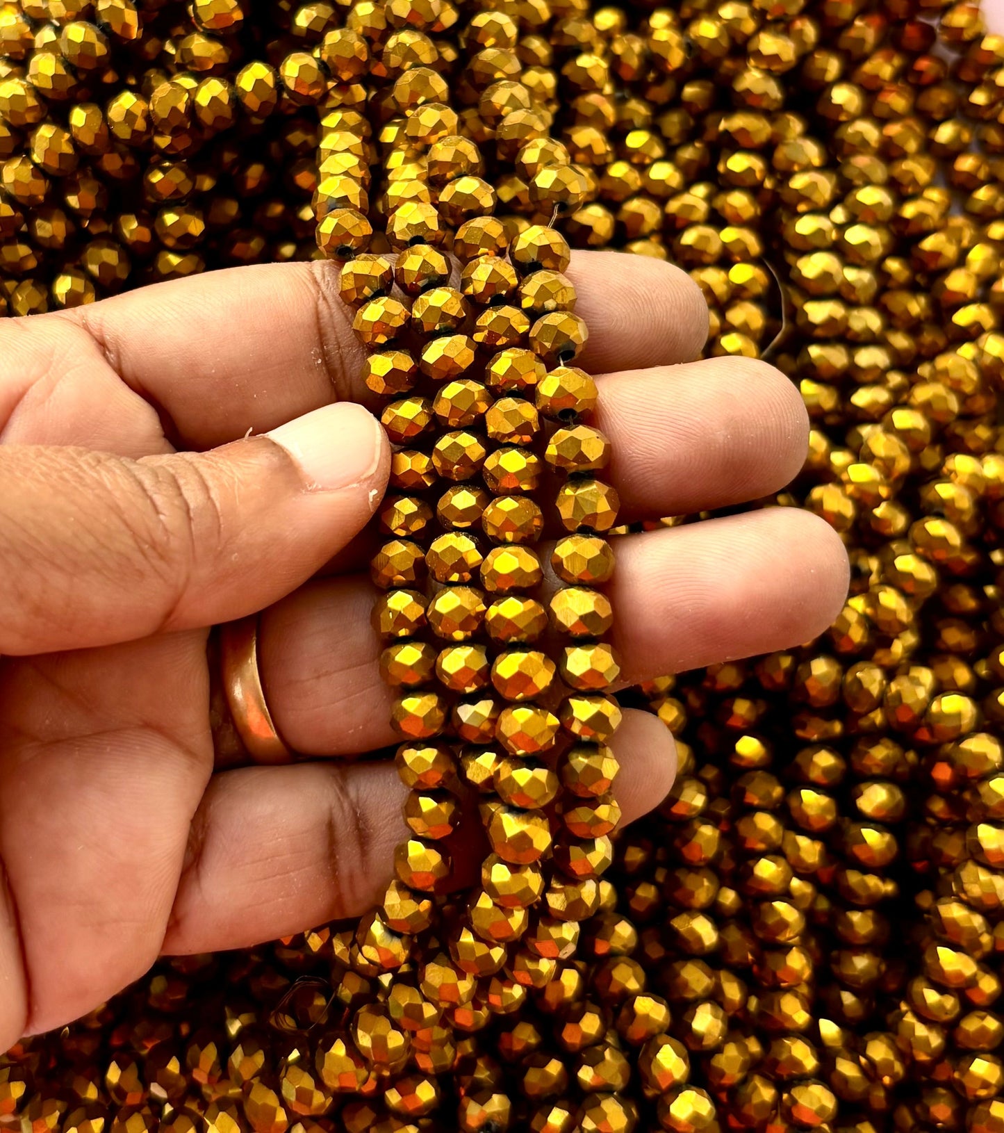Golden Bronze Faceted Rondelle Glass Beads for Jewelry Making