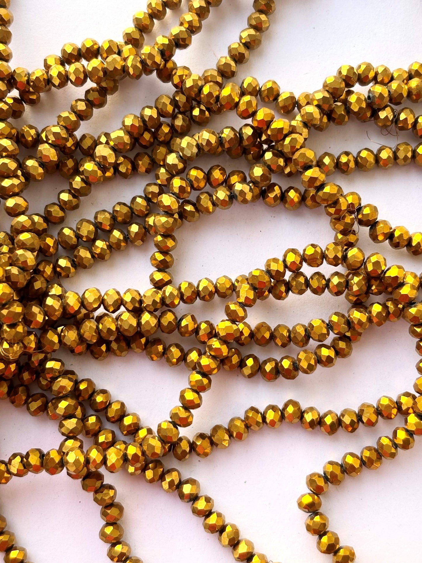 Golden Bronze Faceted Rondelle Glass Beads for Jewelry Making