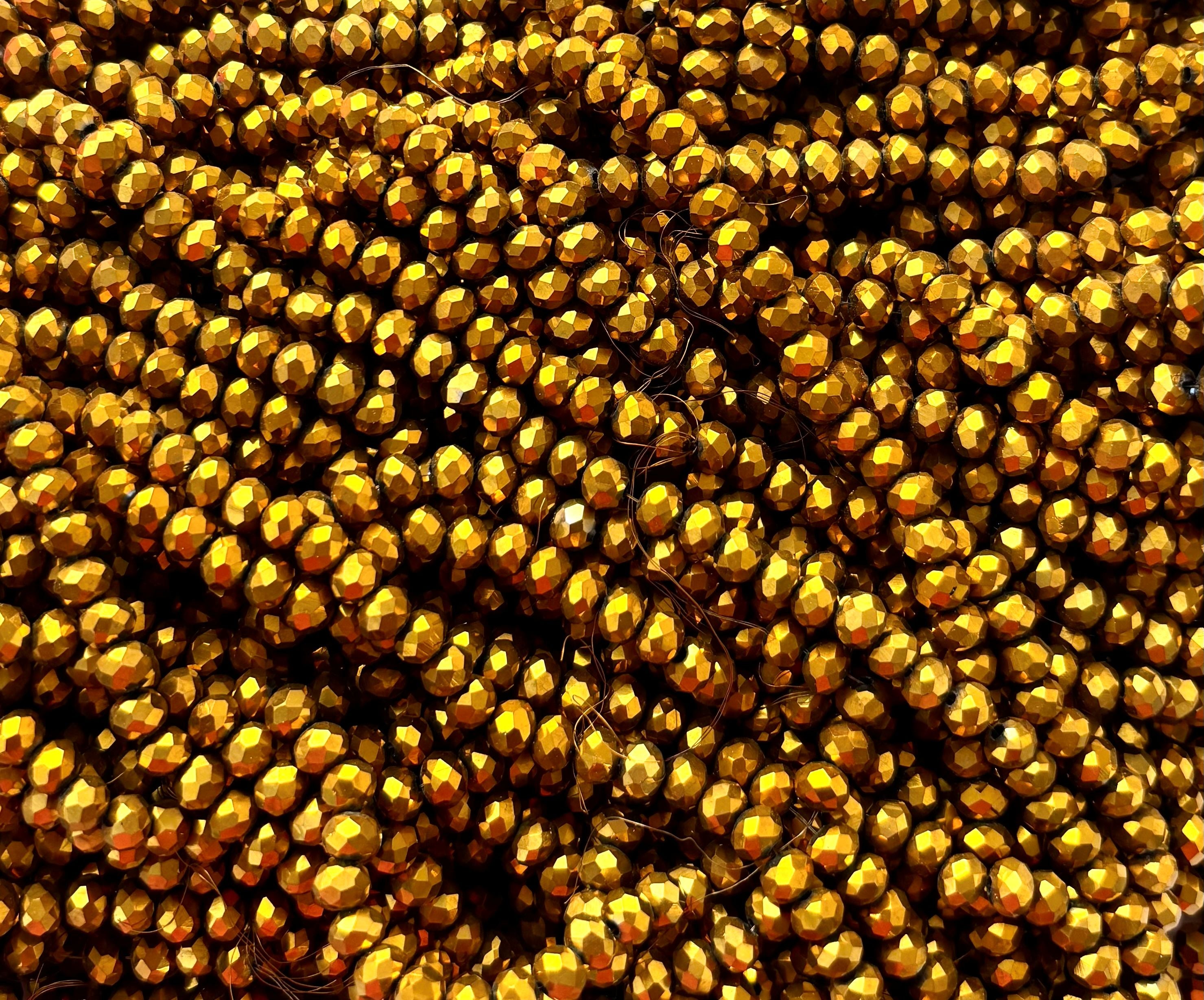 Golden Bronze Faceted Rondelle Glass Beads for Jewelry Making