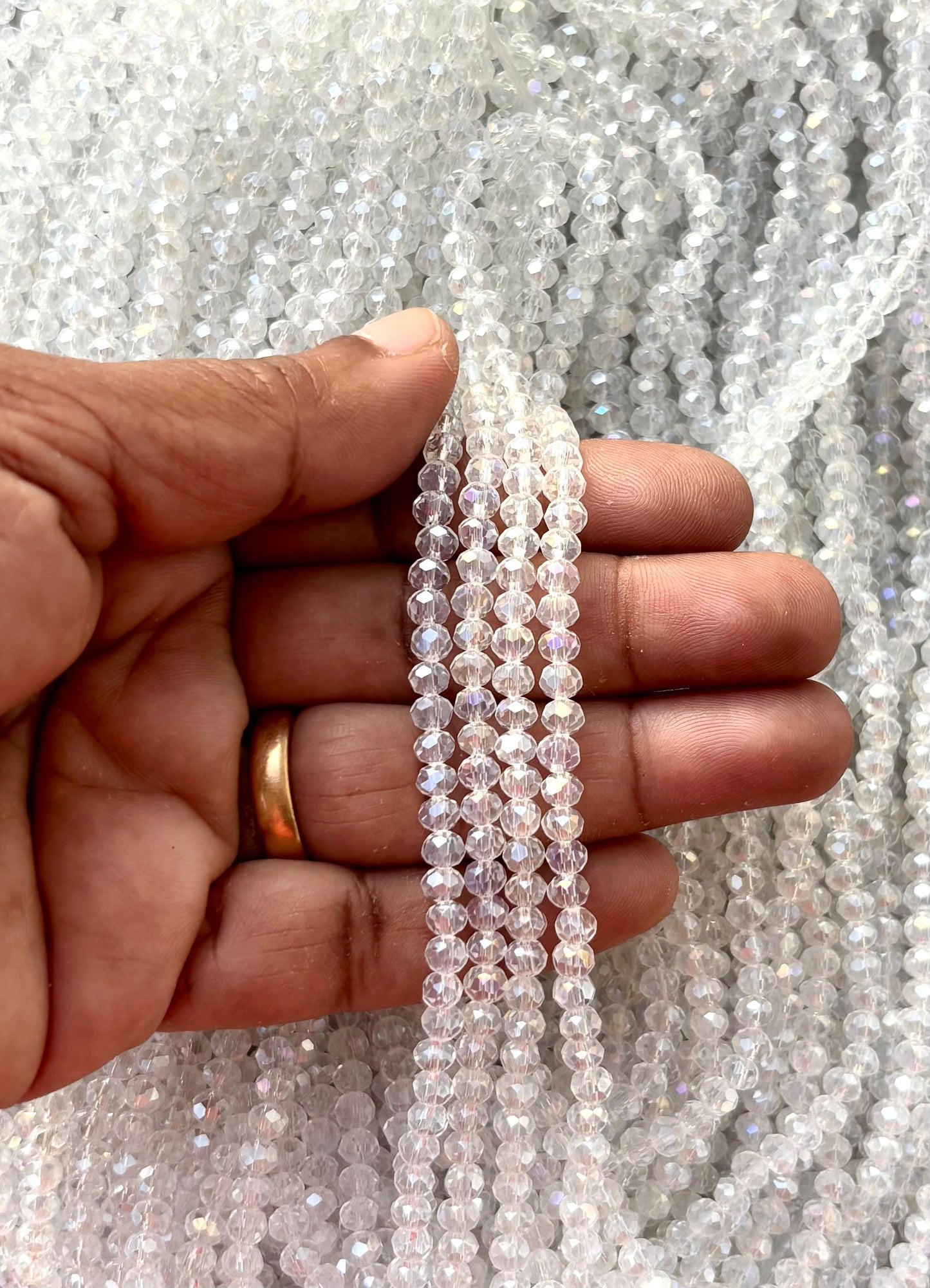 Clear AB Faceted Rondelle Glass Beads 4MM for Jewelry Making