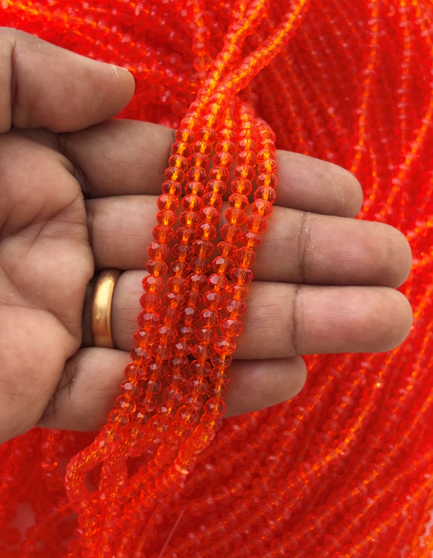 Vibrant Orange Faceted Rondelle Glass Beads 4MM for Jewelry Making