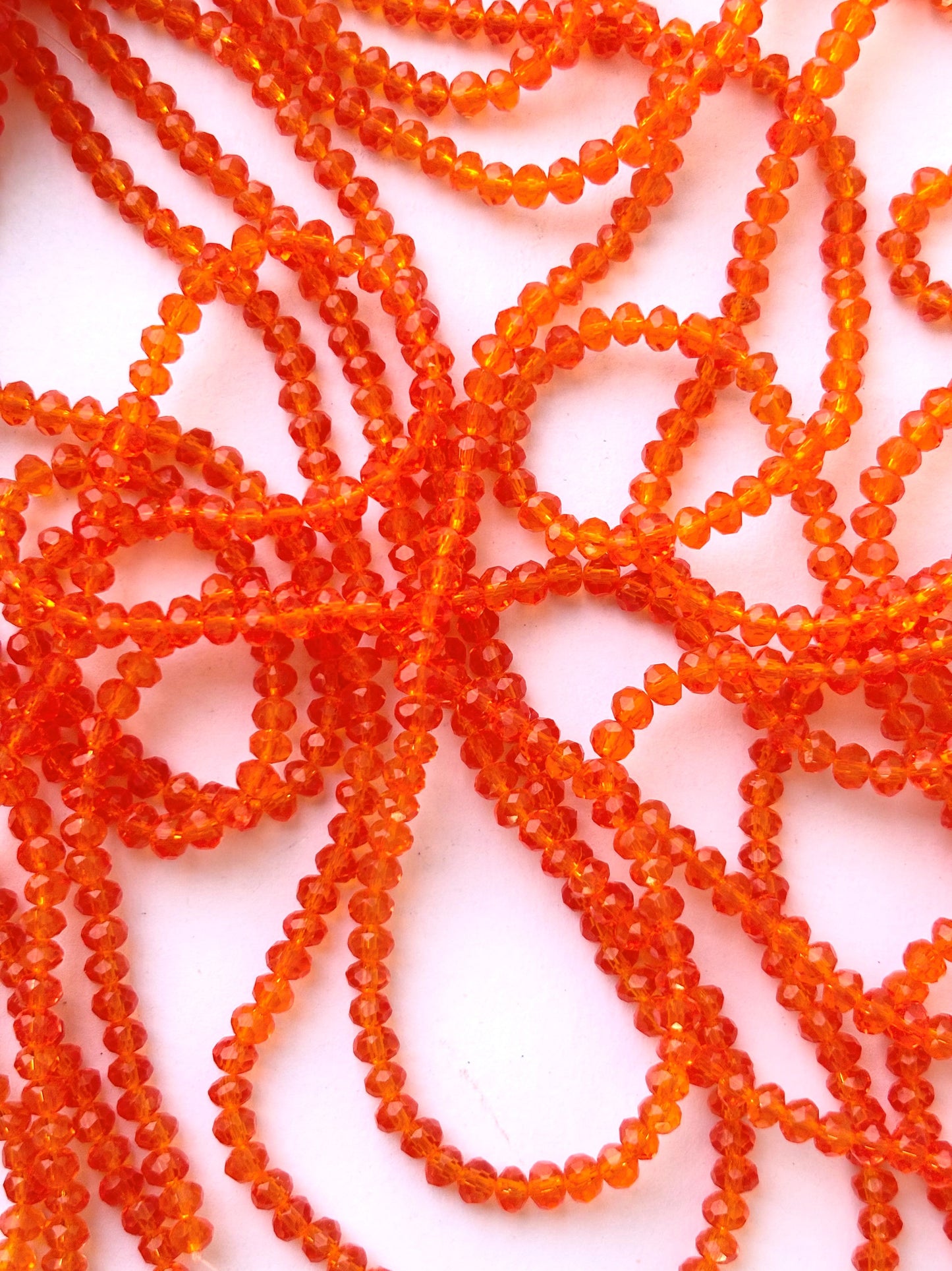 Vibrant Orange Faceted Rondelle Glass Beads 4MM for Jewelry Making