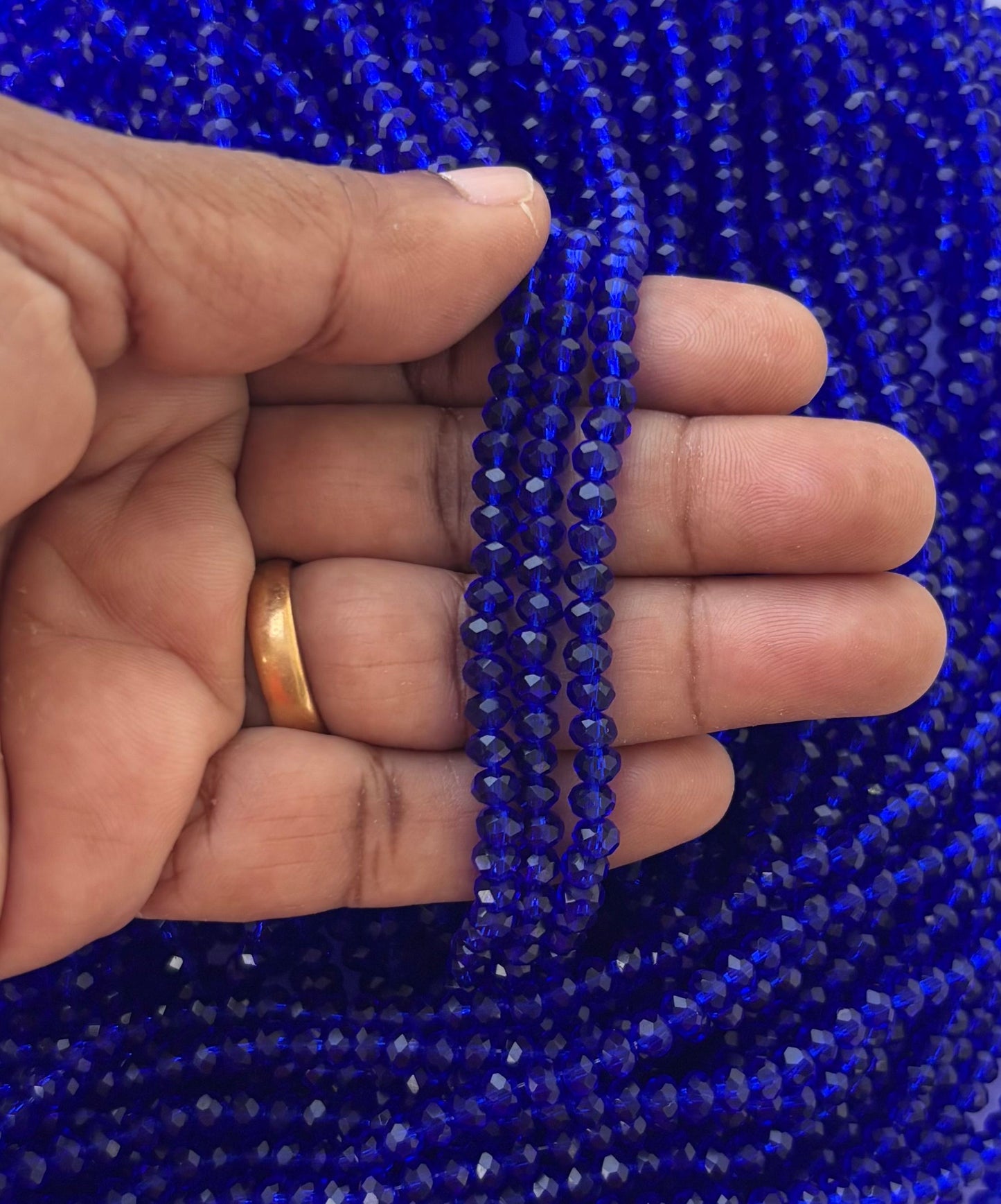 Deep Blue Faceted Rondelle Glass Beads 4MM for Jewelry Making