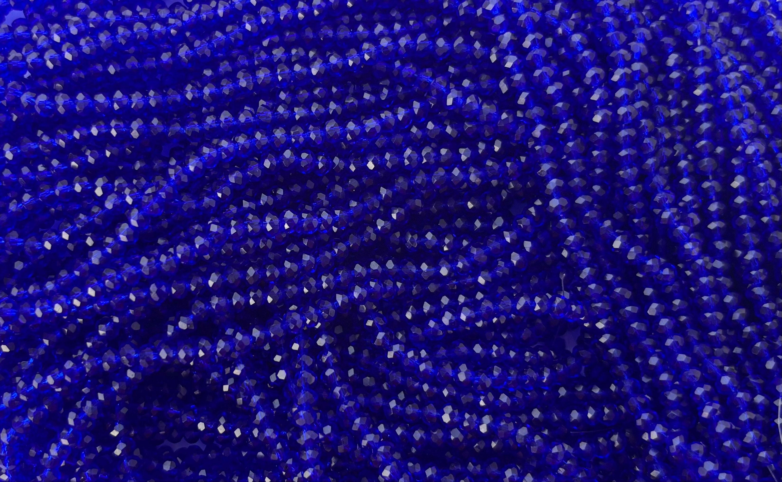 Deep Blue Faceted Rondelle Glass Beads 4MM for Jewelry Making
