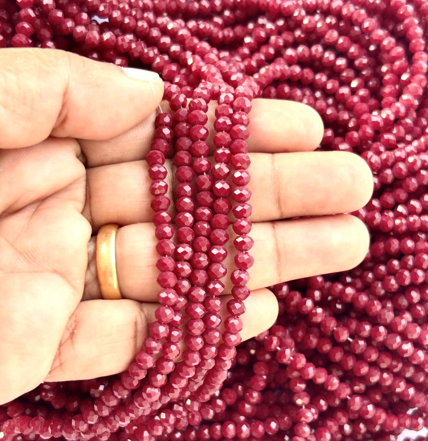 Deep Red Faceted Rondelle Glass Beads 4MM for Jewelry Making
