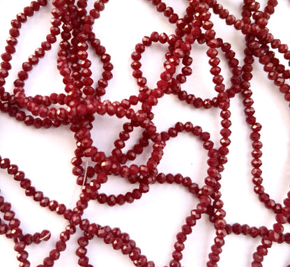 Deep Red Faceted Rondelle Glass Beads 4MM for Jewelry Making