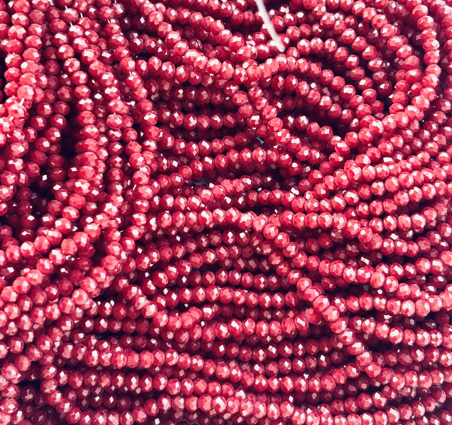 Deep Red Faceted Rondelle Glass Beads 4MM for Jewelry Making