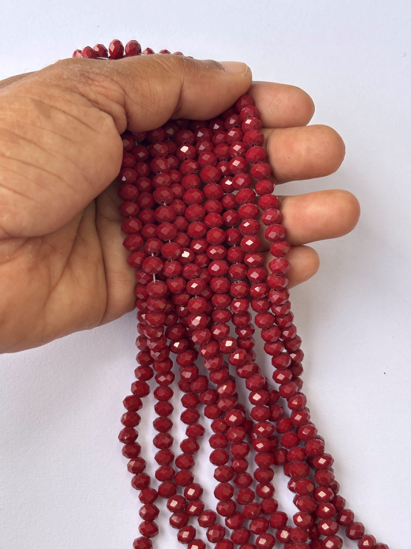 Deep Red Faceted Rondelle Glass Beads for Jewelry Making