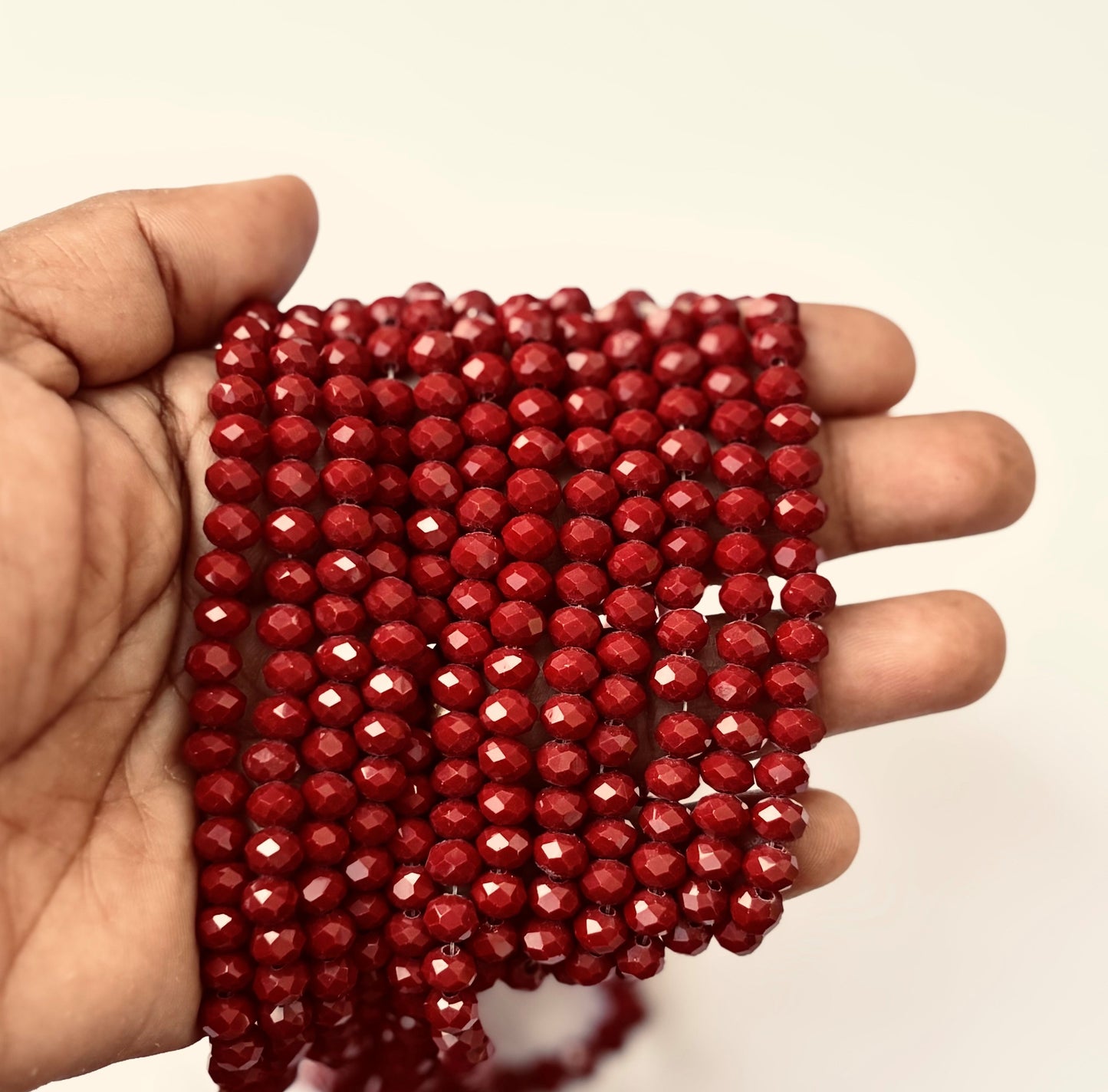 Deep Red Faceted Rondelle Glass Beads for Jewelry Making