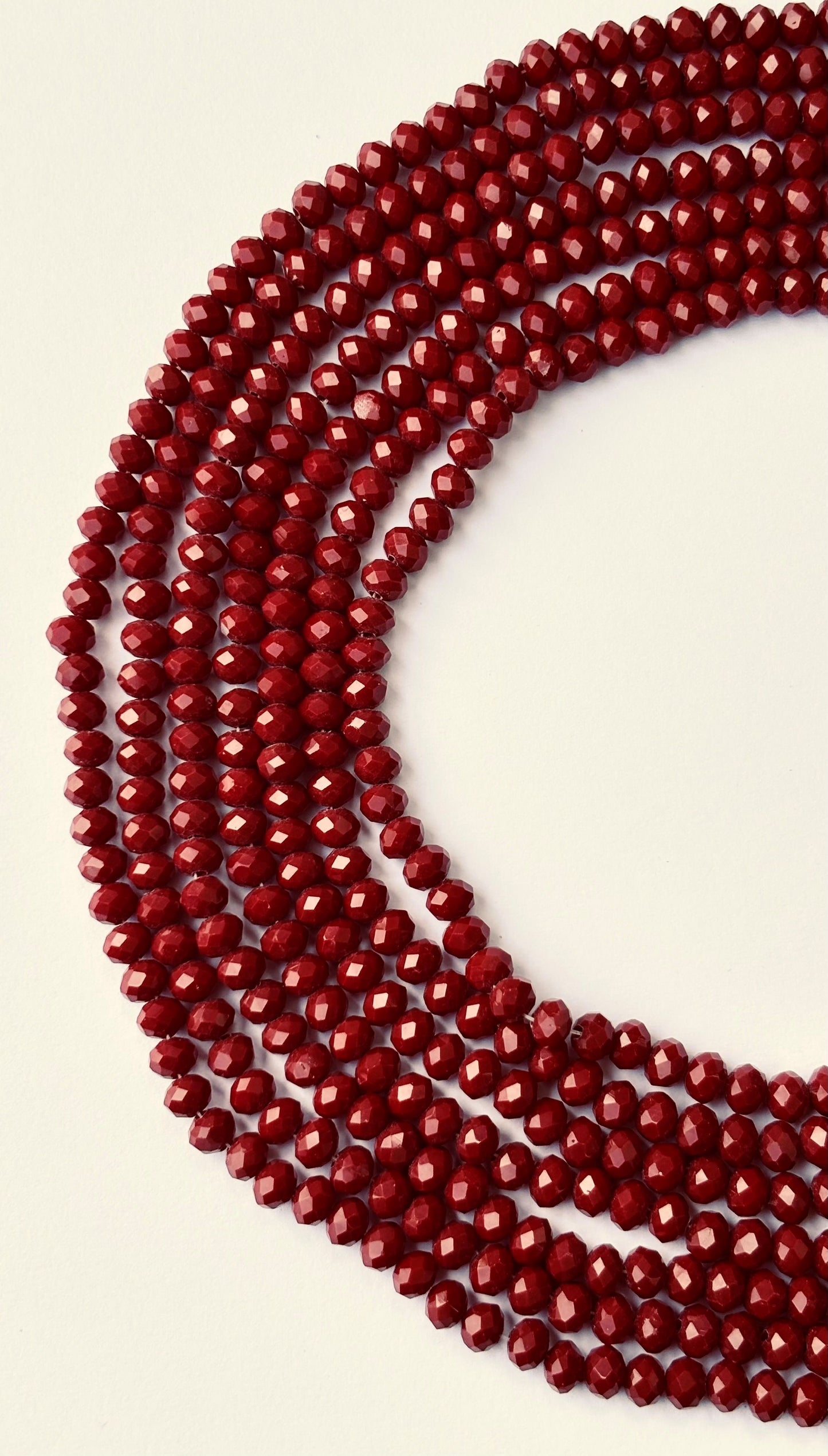 Deep Red Faceted Rondelle Glass Beads for Jewelry Making