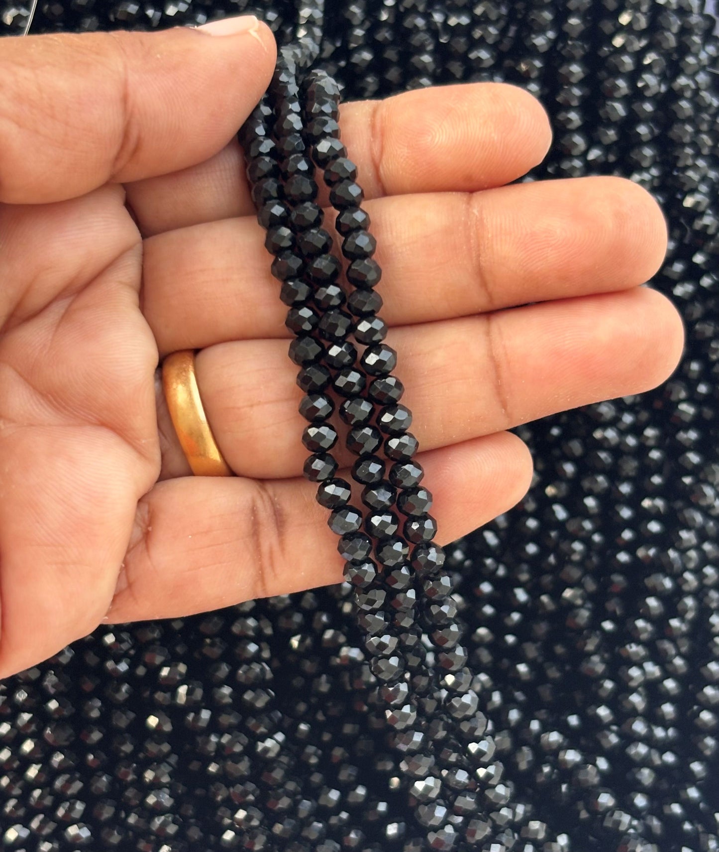 Black Faceted Rondelle Glass Beads 4MM for Jewelry Making