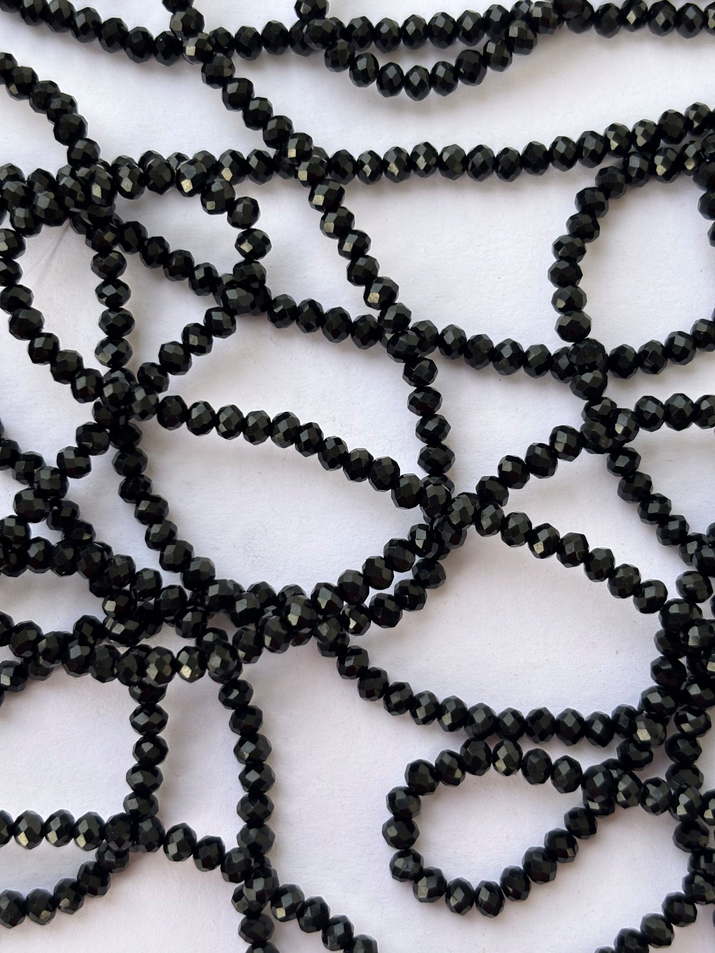 Black Faceted Rondelle Glass Beads for Jewelry Making