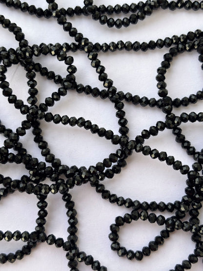 Black Faceted Rondelle Glass Beads for Jewelry Making