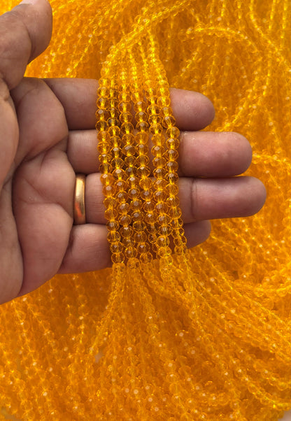 Yellow Faceted Rondelle Glass Beads 4MM for Jewelry Making