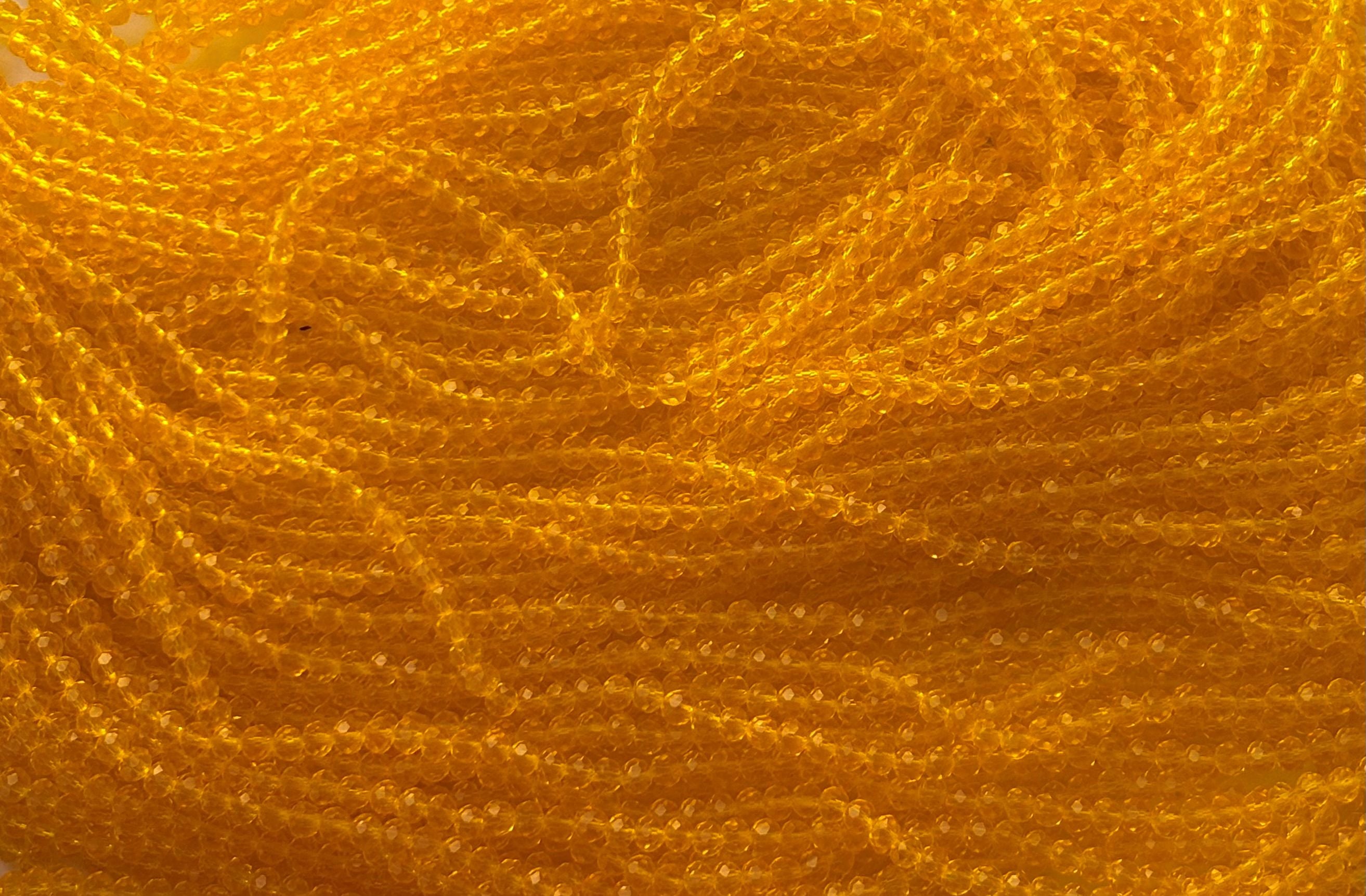 Yellow Faceted Rondelle Glass Beads 4MM for Jewelry Making