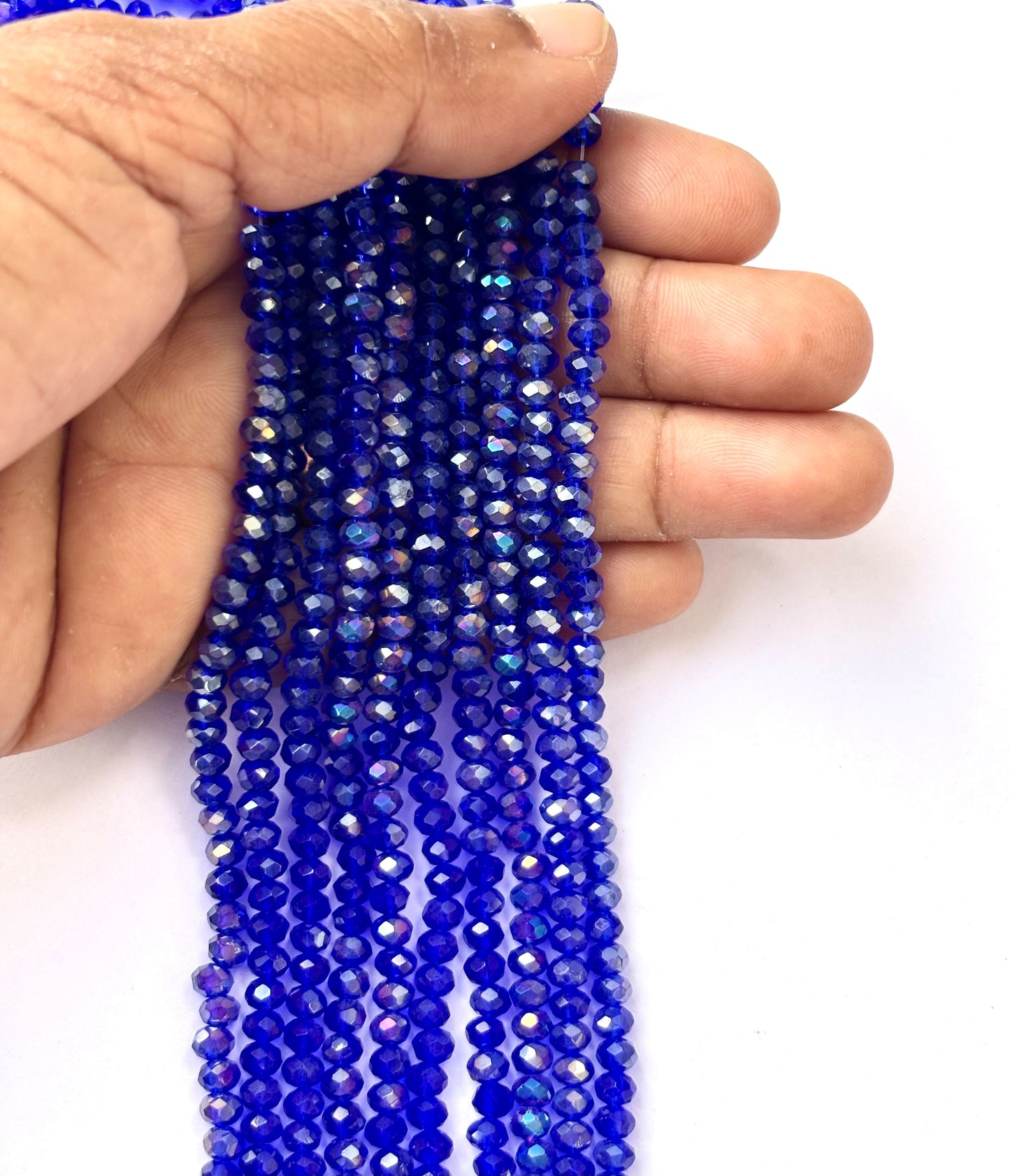 Blue AB Faceted Rondelle Glass Beads 4MM for Jewelry Making