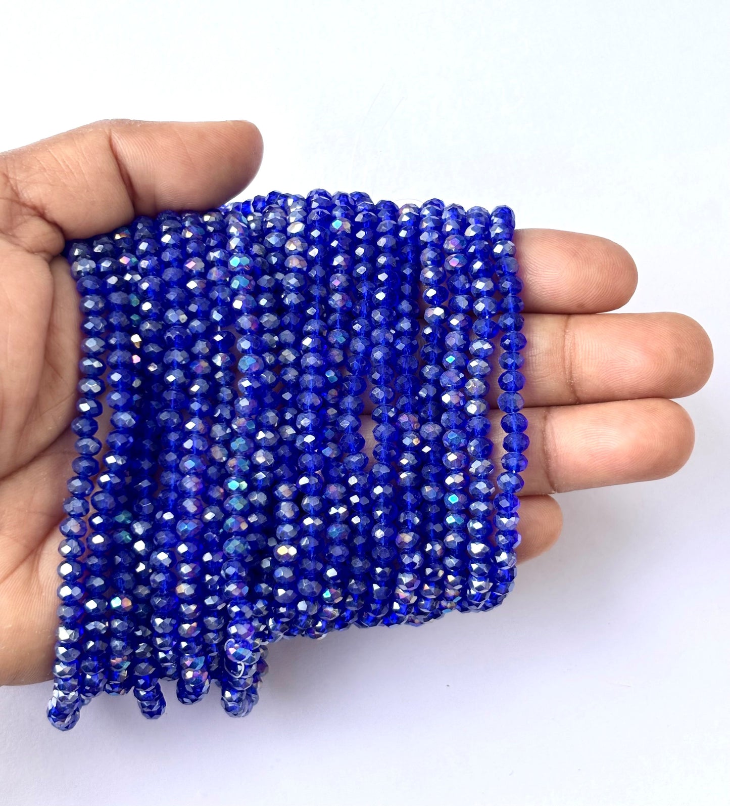 Blue AB Faceted Rondelle Glass Beads 4MM for Jewelry Making