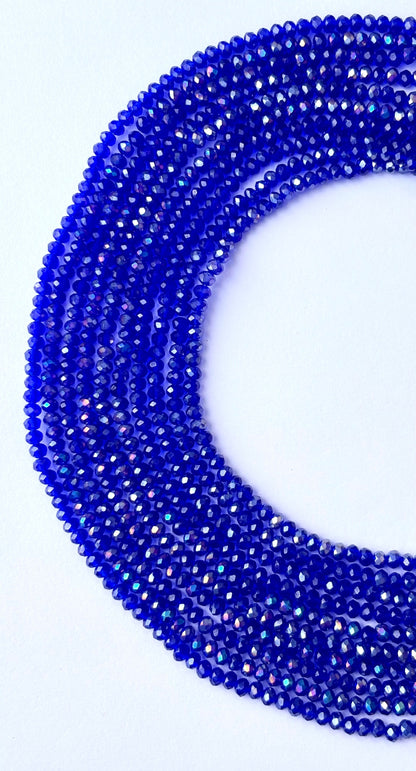 Blue AB Faceted Rondelle Glass Beads 4MM for Jewelry Making