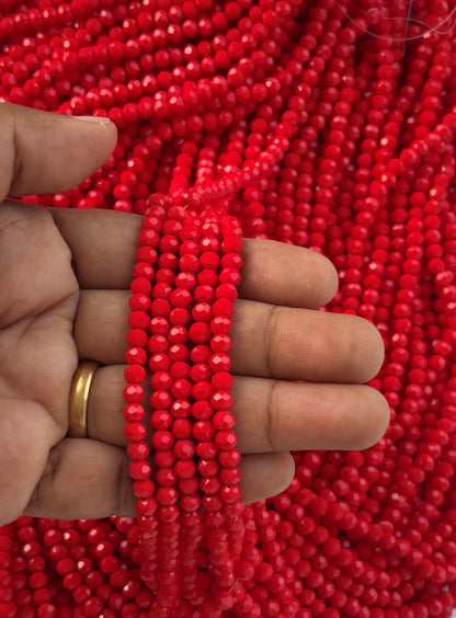 Red Faceted Rondelle Glass Beads 4MM for Jewelry Making