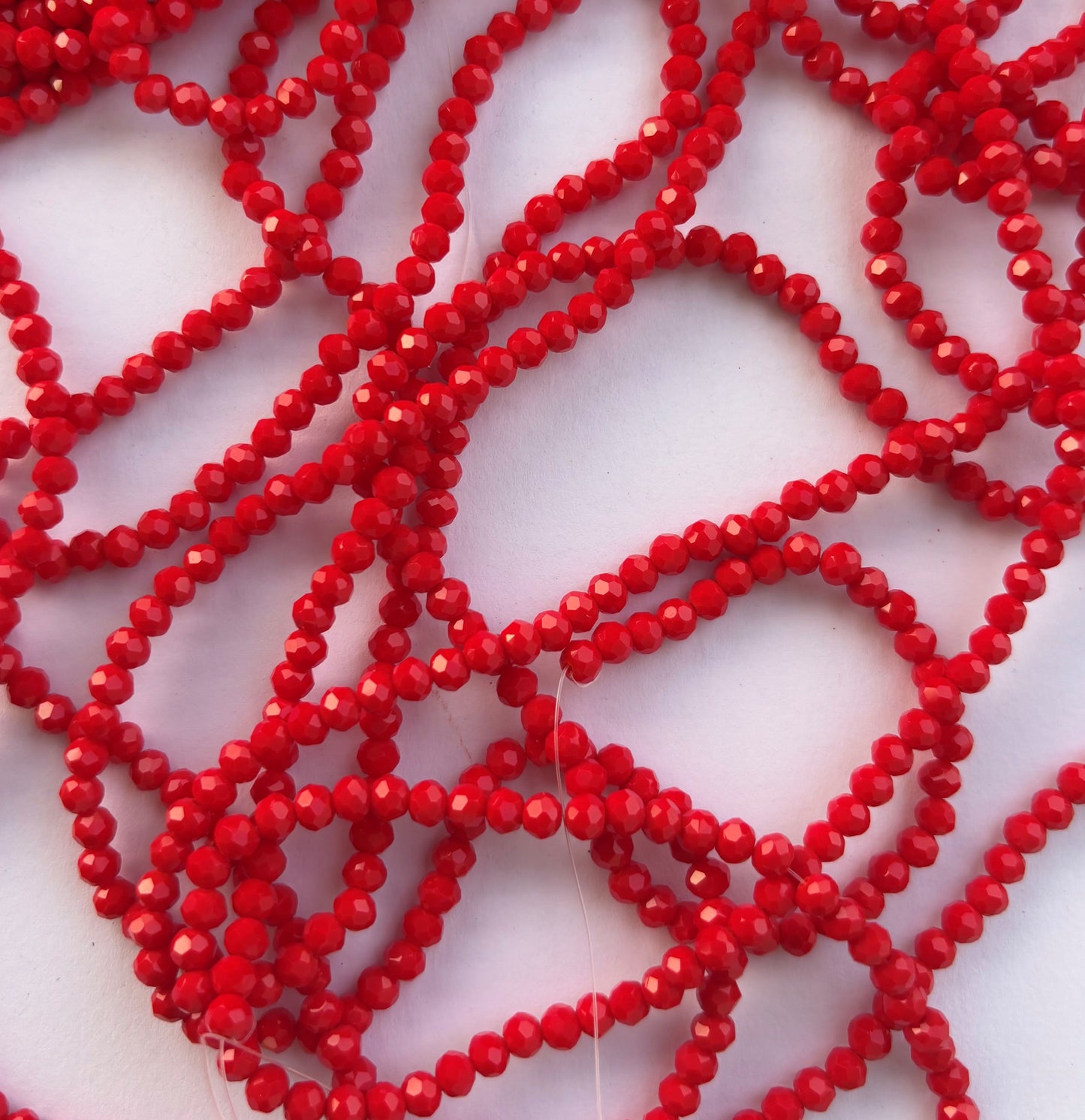 Red Faceted Rondelle Glass Beads 4MM for Jewelry Making