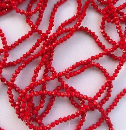 Red Faceted Rondelle Glass Beads 4MM for Jewelry Making