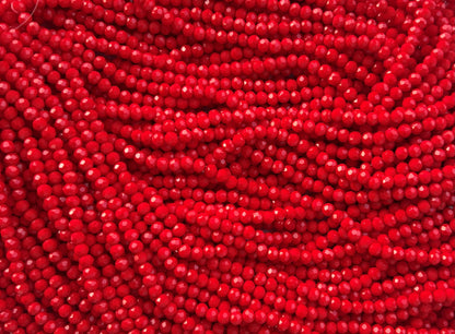 Red Faceted Rondelle Glass Beads 4MM for Jewelry Making