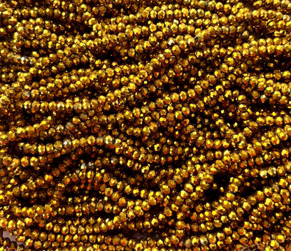 Golden Bronze Faceted Rondelle Glass Beads 4MM for Jewelry Making