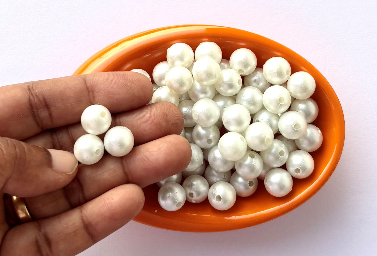 White Acrylic Pearl Beads 10MM