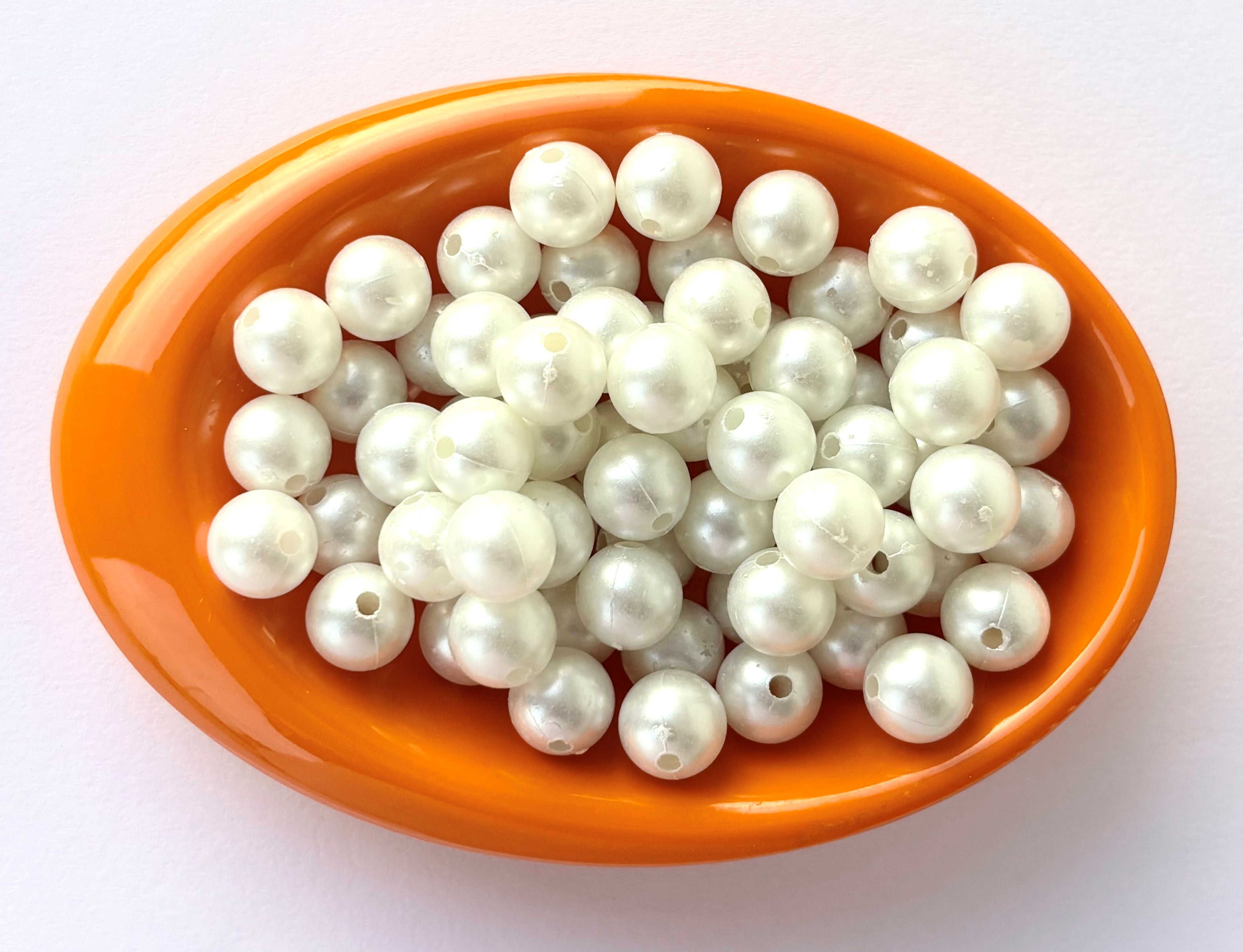 White Acrylic Pearl Beads 10MM