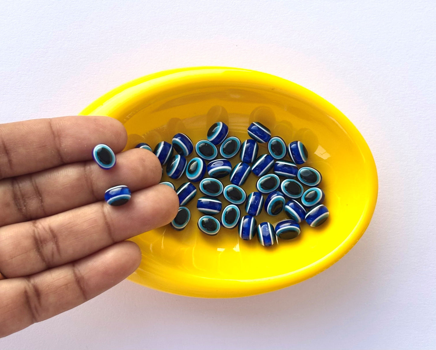 Blue Evil Eye Oval Beads