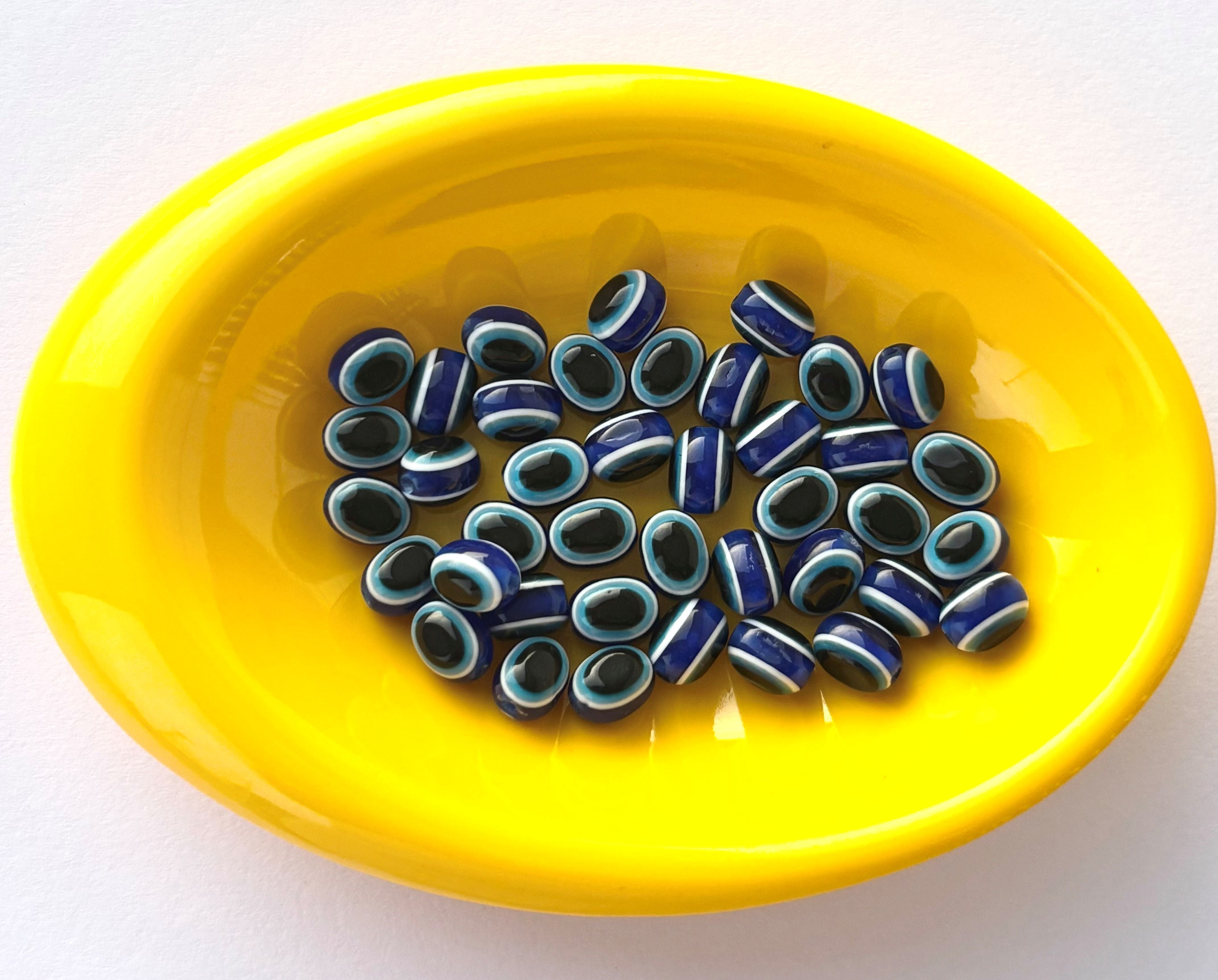 Blue Evil Eye Oval Beads