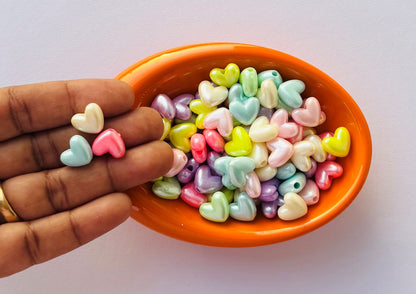 Shimmering Acrylic Pastel Mix Heart Beads